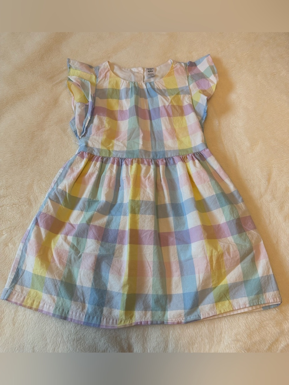 Carter's pastel rainbow checkered dress in size 6/6X